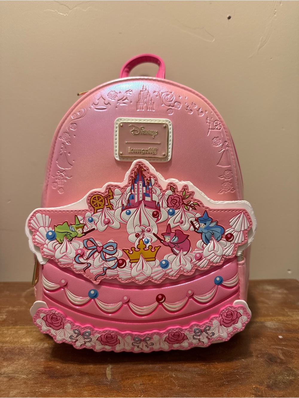Disney Sleeping Beauty Aurora Iridescent Cake Loungefly Mini Backpack